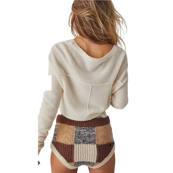 For Love And Lemons Finley Sweater Shorts Brown Size S - Picture 3 of 8